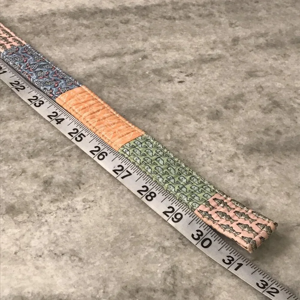 Vineyard Vines Belt Boys 28 Multicolor Patchwork D-Ring Cotton Whales Fish